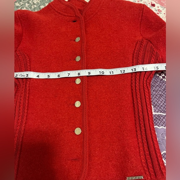Vintage GEIGER TYROL Wool Sweater Blazer Jacket in Red Austria Size 36 - Picture 6 of 13